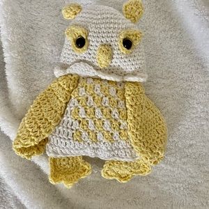 Handcrafted crocheted baby owl.